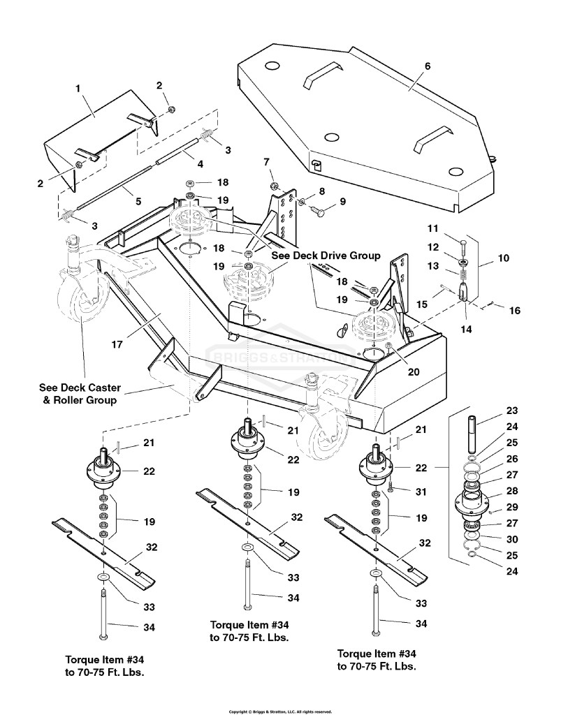 61 Mower Housing, Cover, Blade & Spindle Group