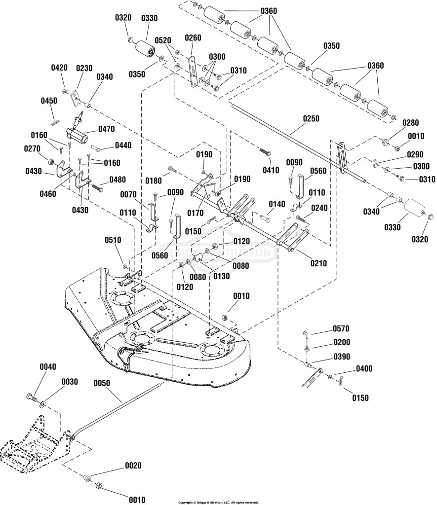 44 Mower Deck - Electric Height Adjustment & Roller Bar Group