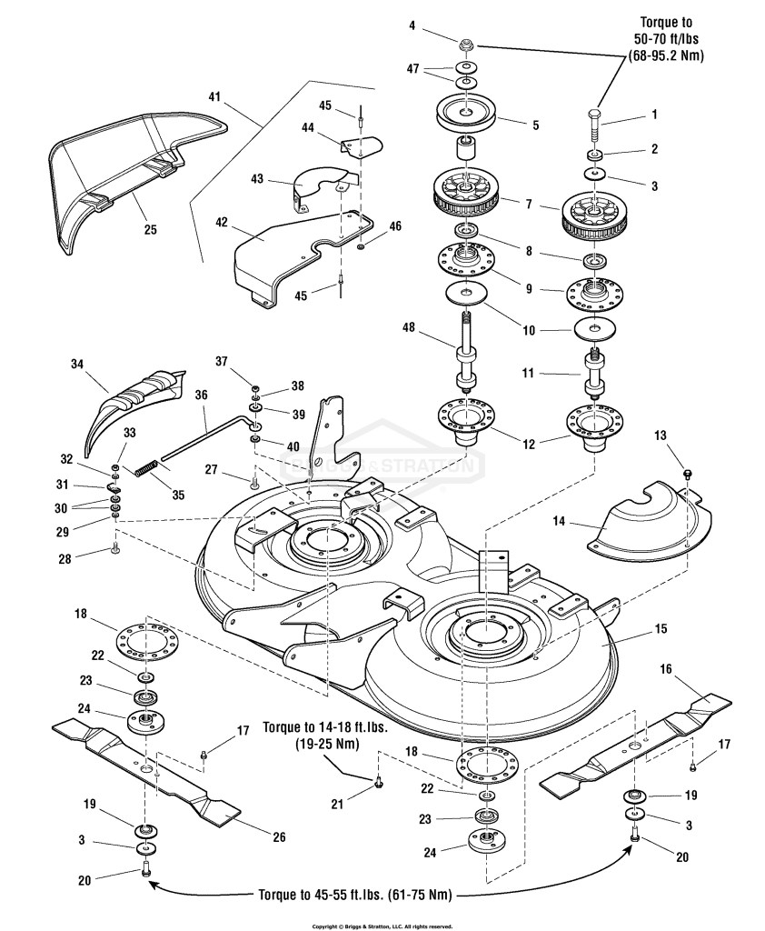 40 Mower Deck - Housing, Arbors & Blades