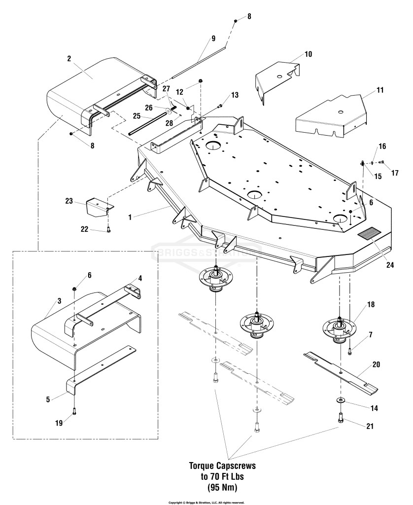 61 Mower Deck - Housing, Covers, Spindles & Blades (S/N: 2012617339 & Above)