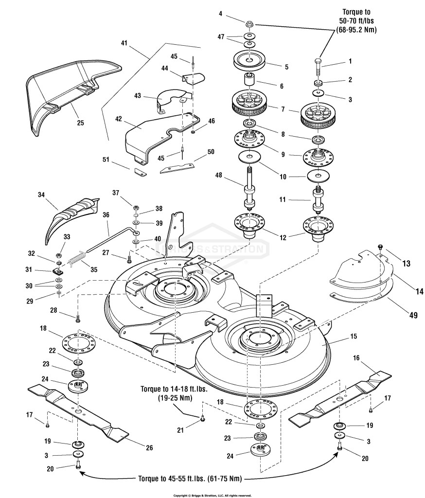 40 Mower Deck - Housing, Arbors & Blades
