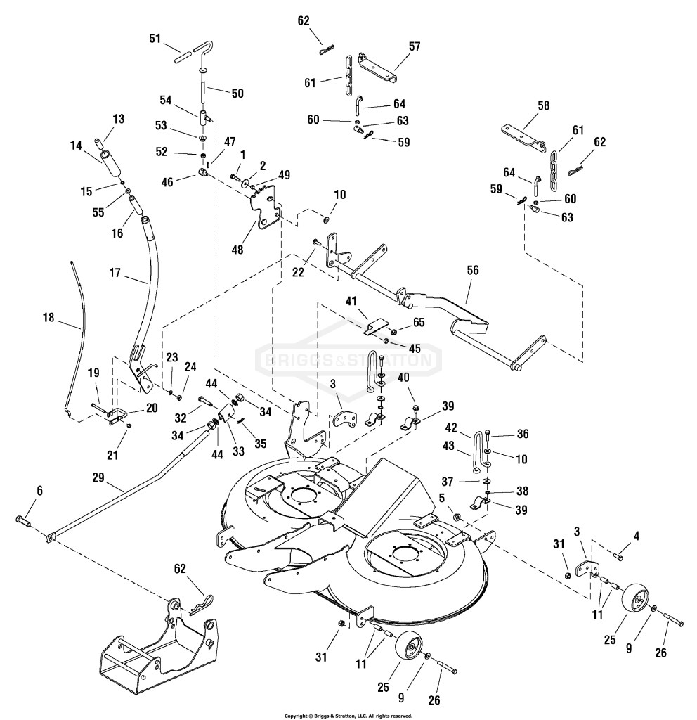 40 Mower Deck - Height Adjustment & Roller Bar