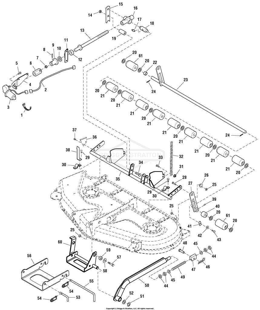 54 Mower Deck - Height Adjustment & Roller Group