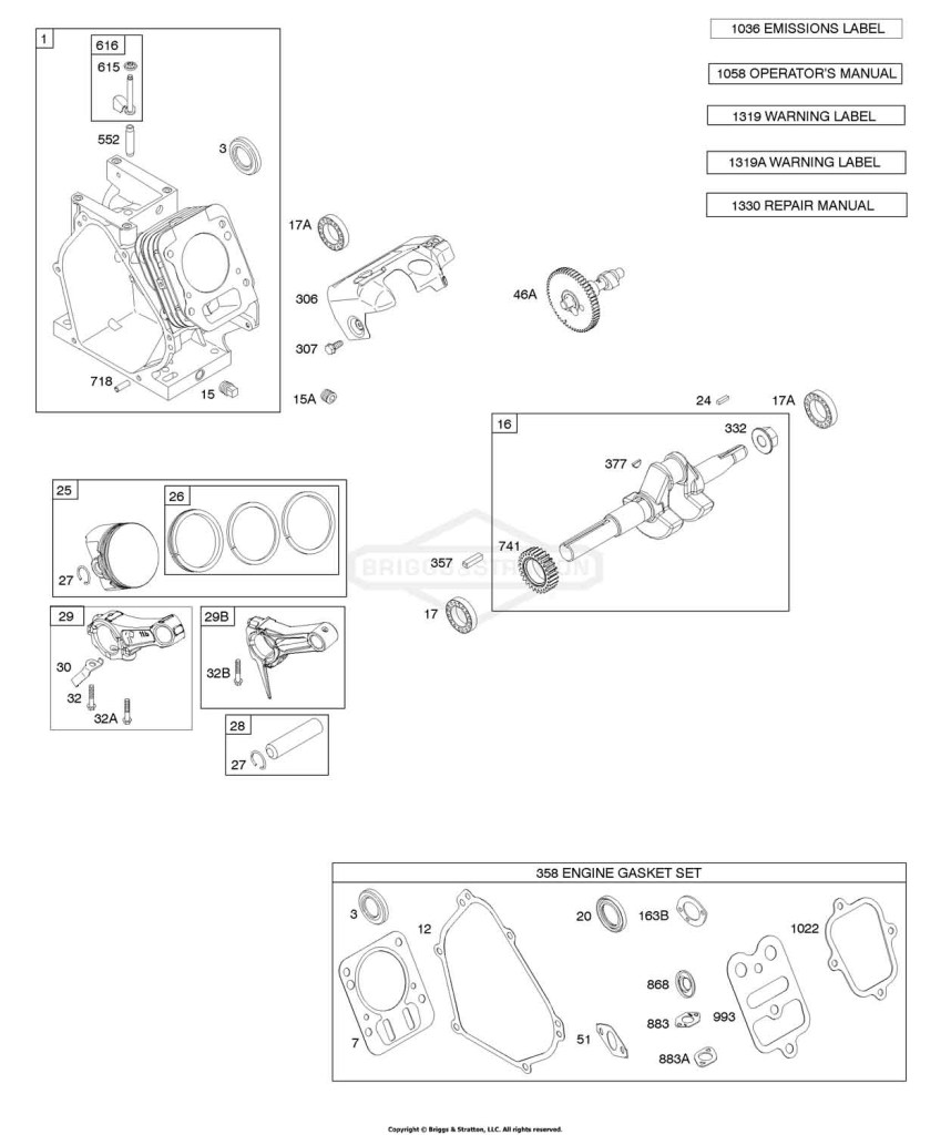 Camshaft, Crankshaft, Cylinder, Piston Group