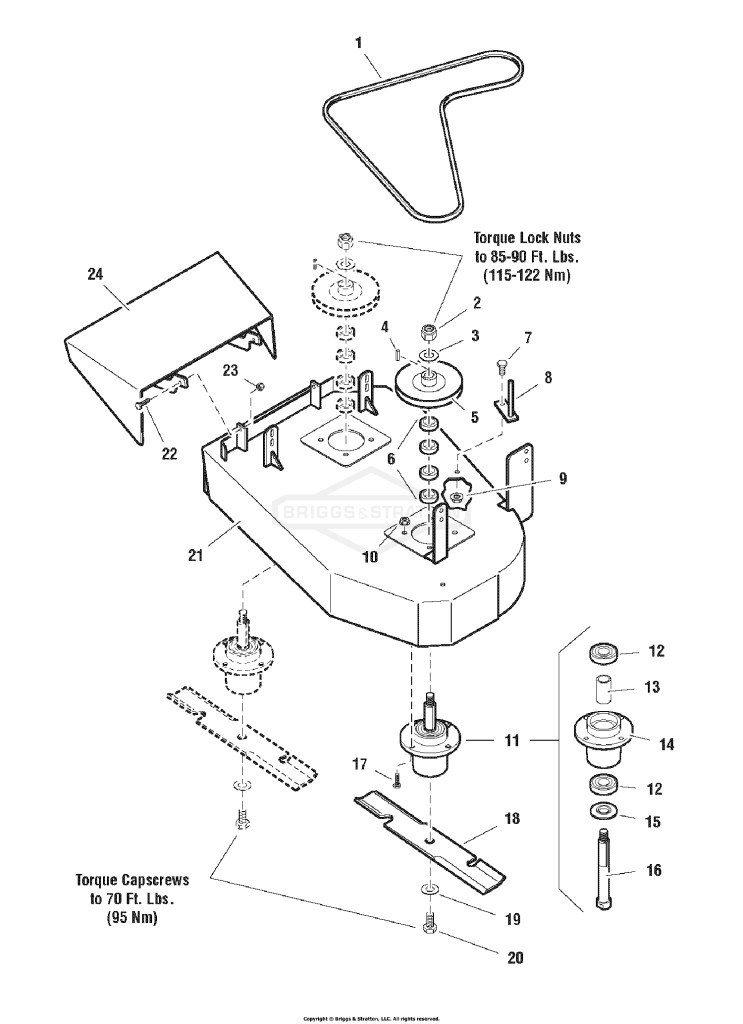 32 Mower Deck - Housing, Spindles, Blades & Pulleys