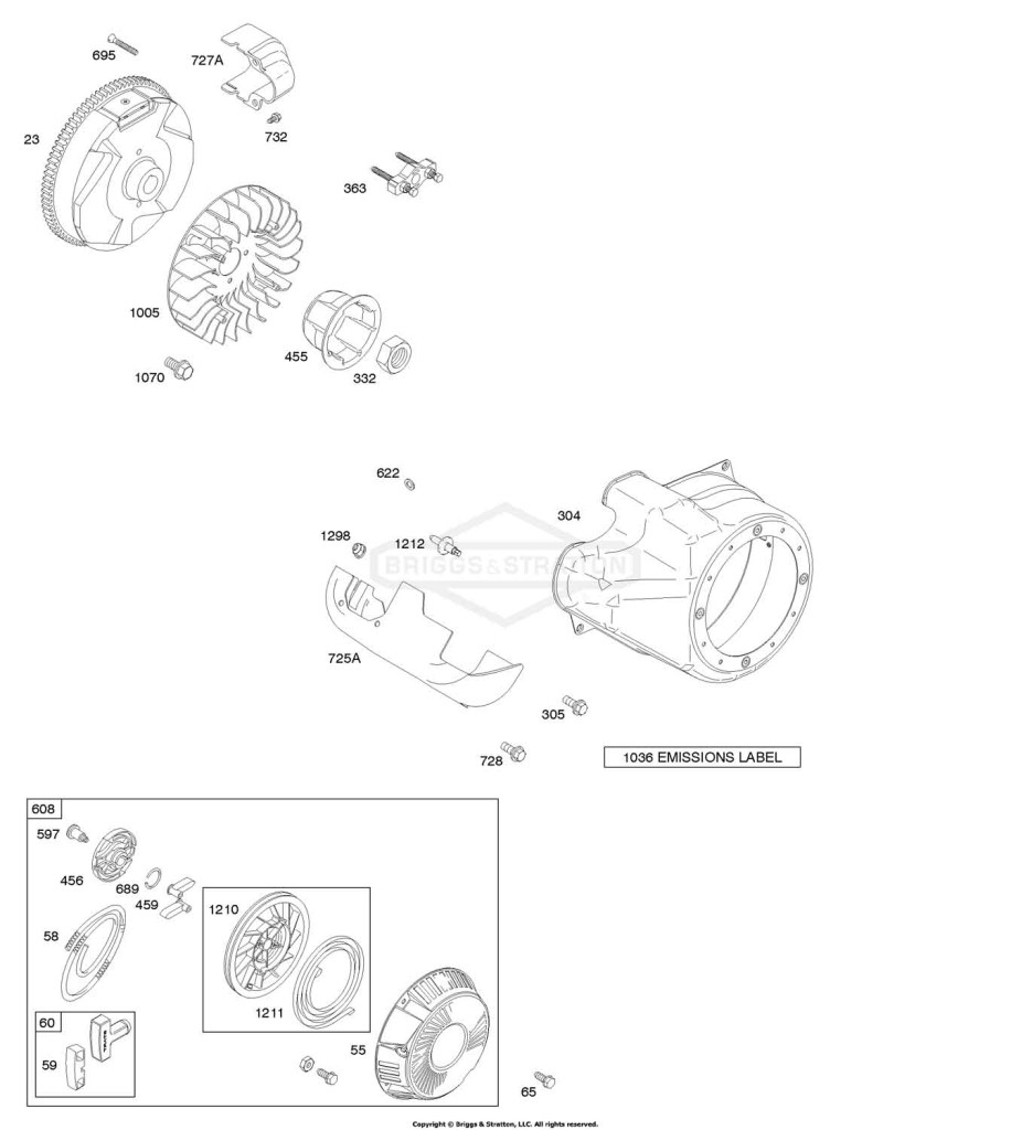 Blower Housing/Shrouds, Flywheel, Rewind Starter