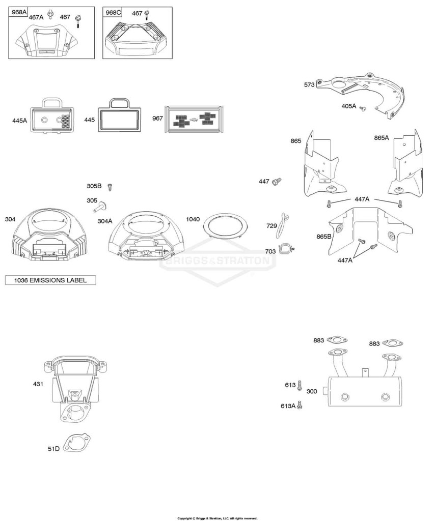 Air Cleaner, Blower Housing, Exhaust System