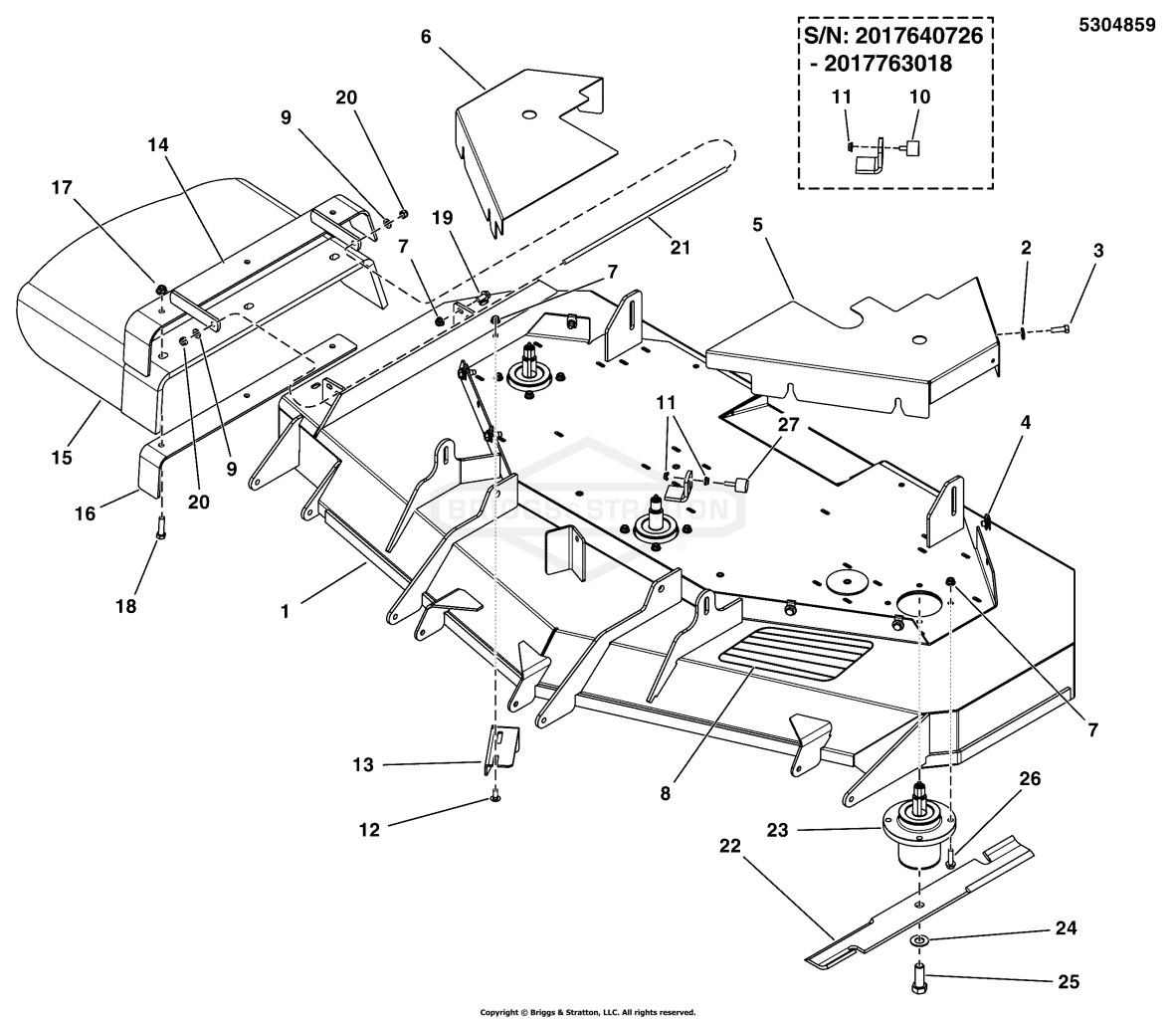 61 Mower Deck - Housing, Covers, Spindles & Blades
