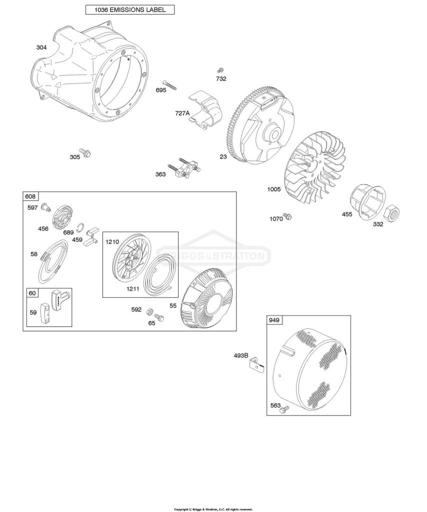 Blower Housing/Shrouds, Flywheel, Rewind Starter