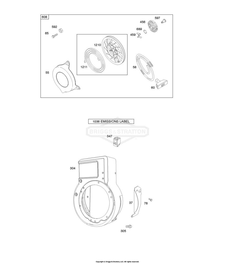 Blower Housing/Shrouds, Rewind Starter