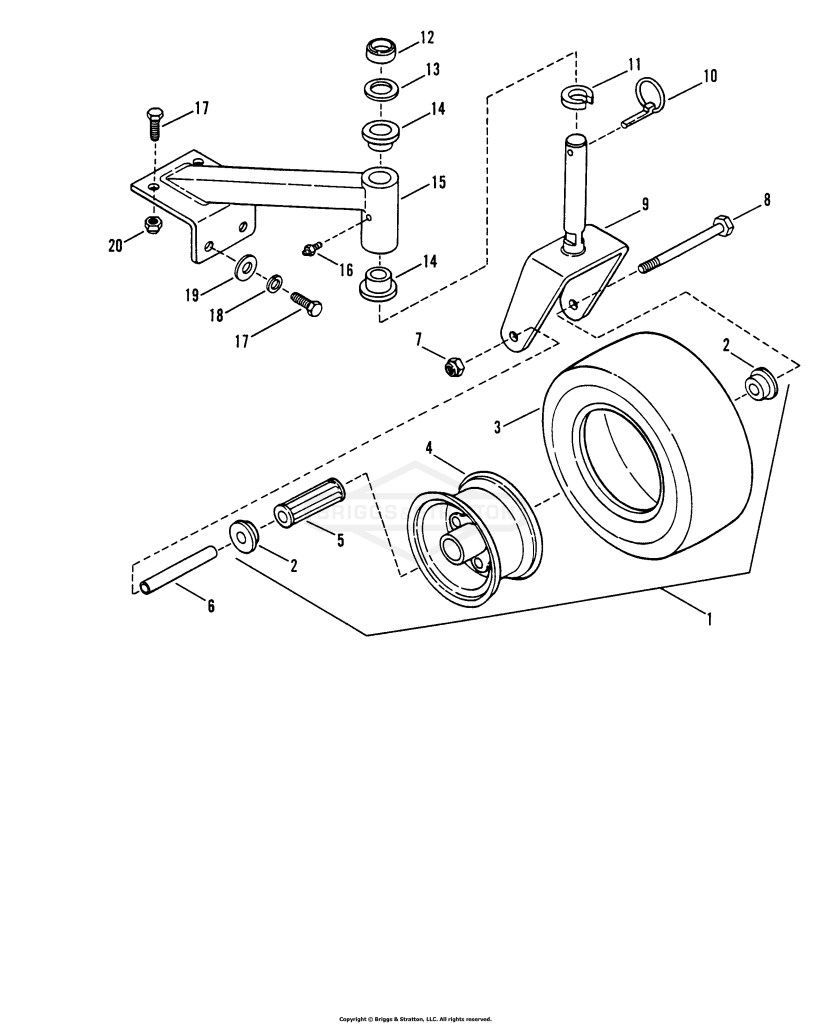 Caster, Wheel & Tire Assembly