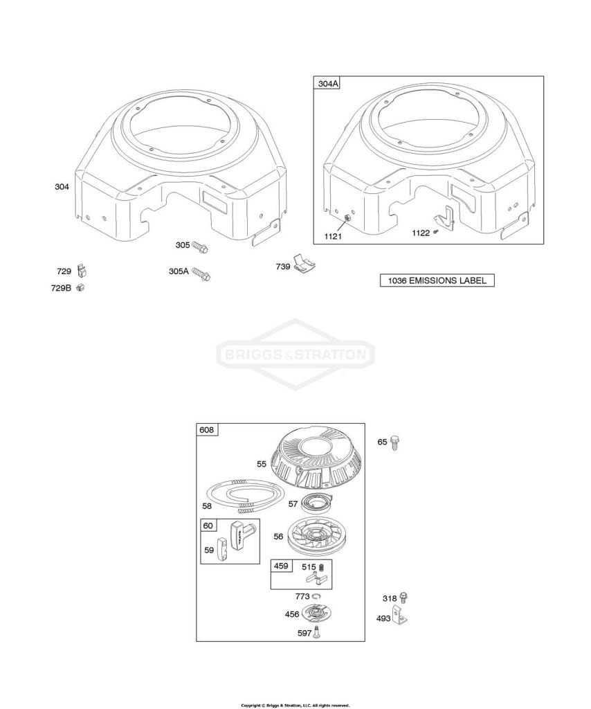 Blower Housing, Rewind Starter