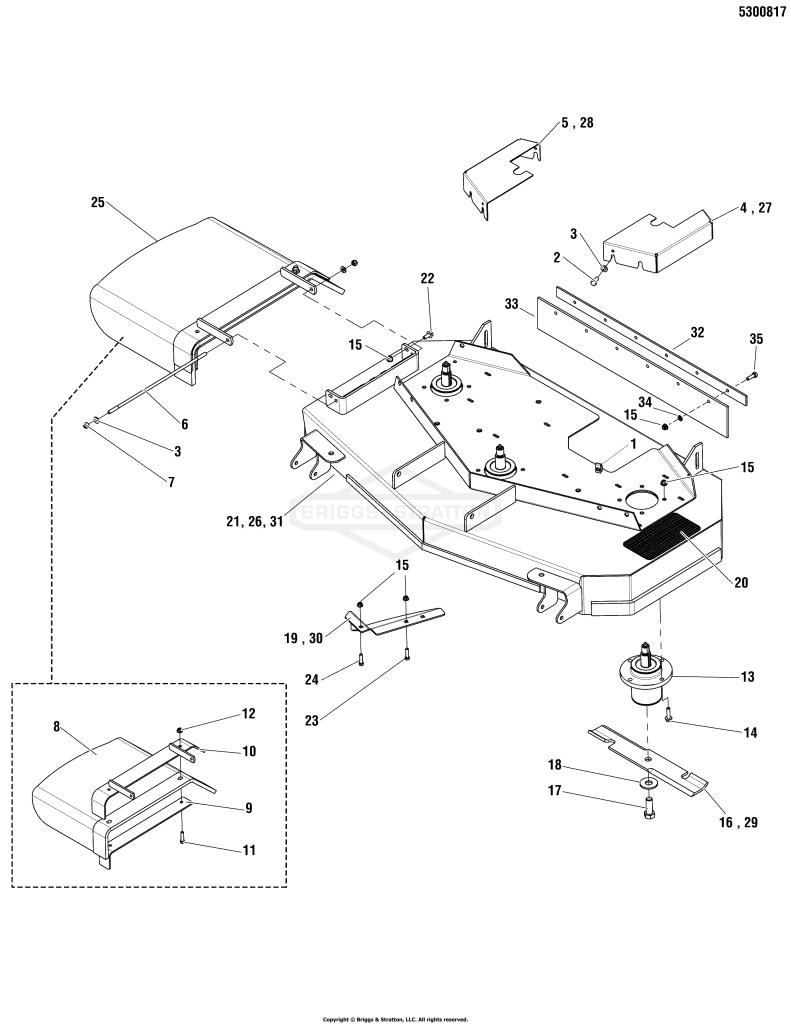44 & 52 Mower Deck - Housing, Covers, Spindles & Blades