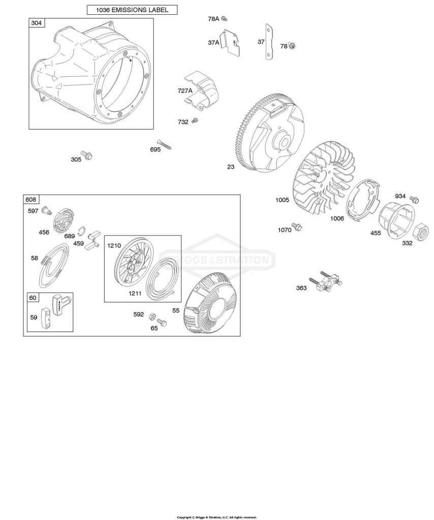 Blower Housing/Shrouds, Flywheel, Rewind Starter