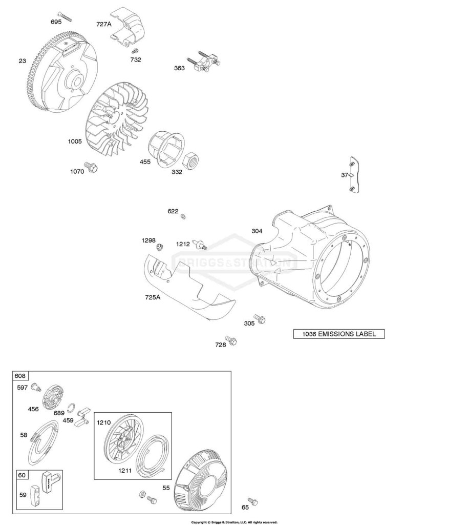 Blower Housing/Shrouds, Flywheel, Rewind Starter