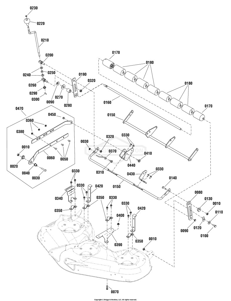 46 Mower Deck - Height Adjustment & Roller Bar Group