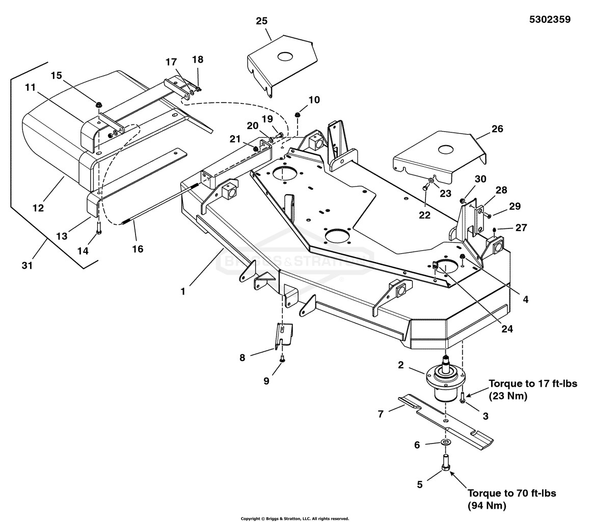 48 Mower Deck - Housing, Covers, Spindles & Blades