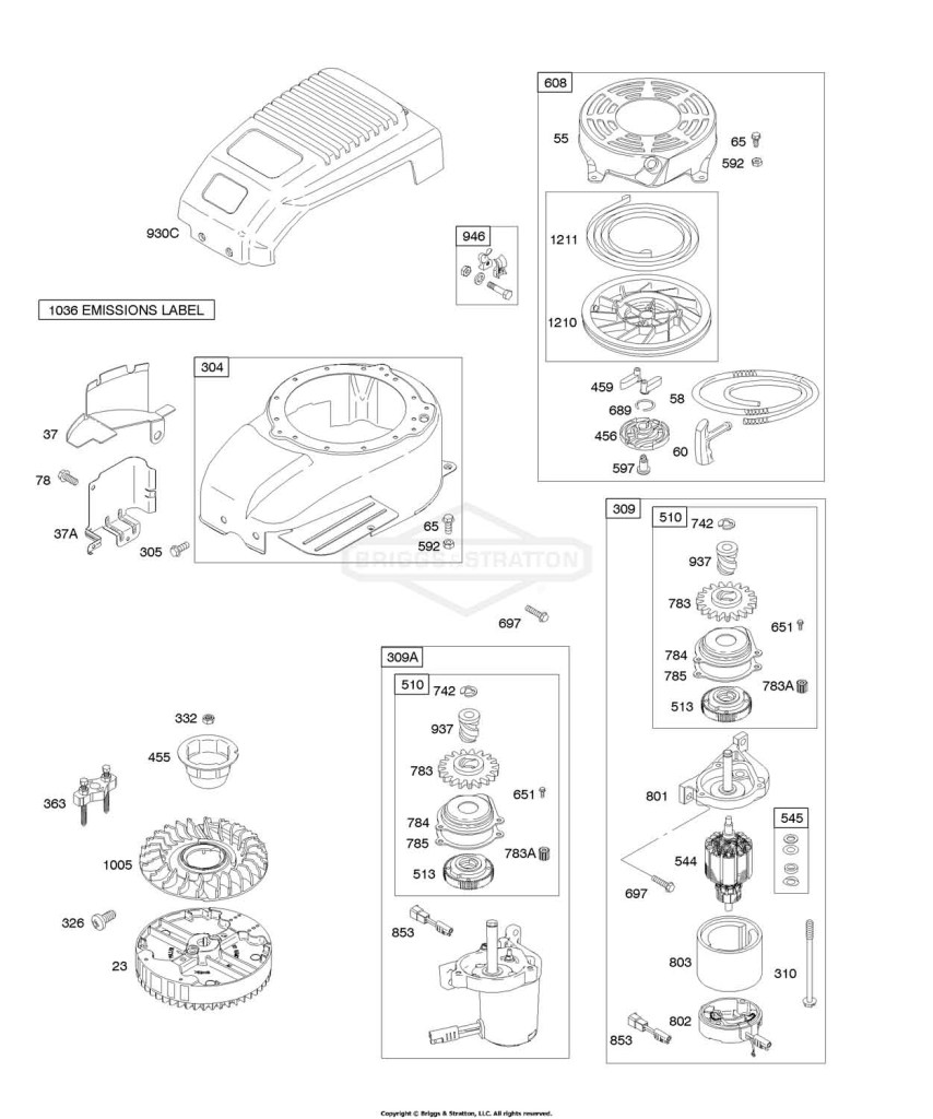 Blower Housing/Shrouds, Elecrtic Starter, Flywheel, Rewind Starter