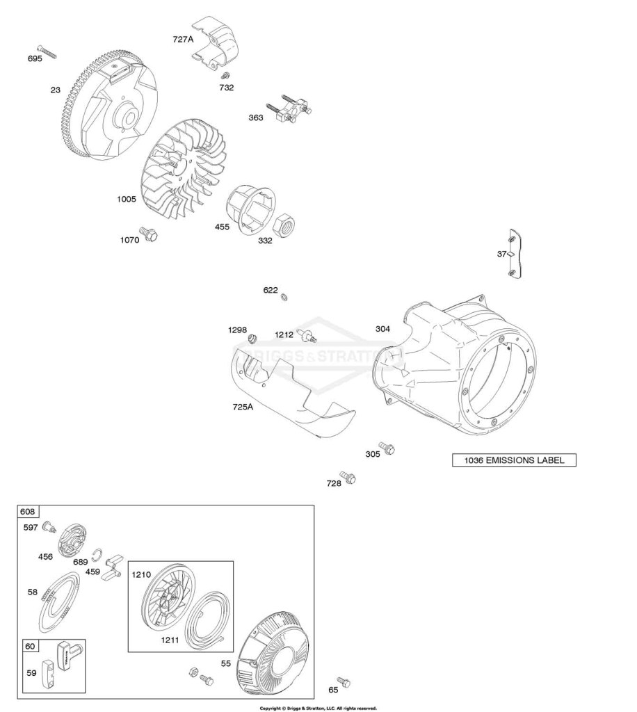 Blower Housing/Shrouds, Flywheel, Rewind Starter