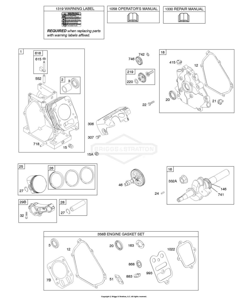 Camshaft, Crankcase Cover, Crankshaft, Cylinder, Lubrication, Piston Group