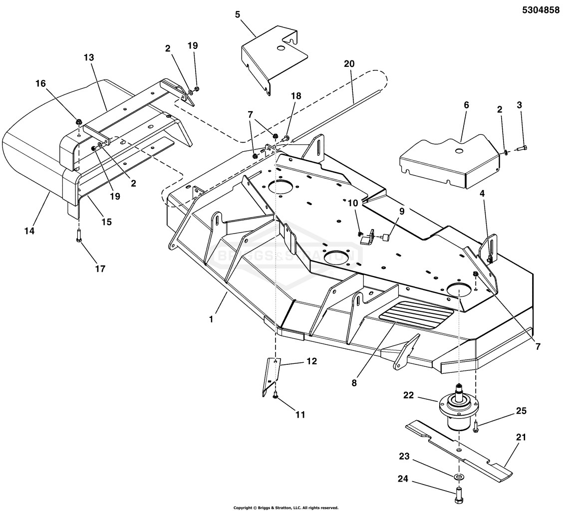 52 Mower Deck - Housing, Covers, Spindles & Blades