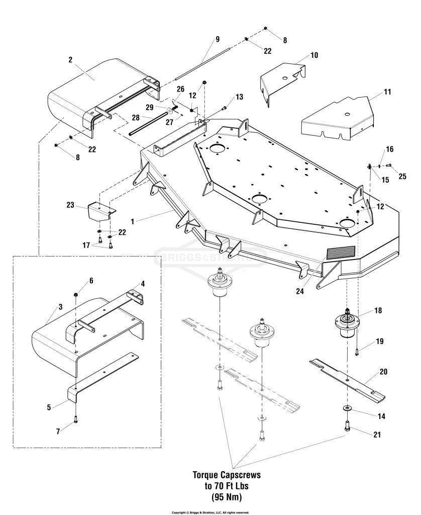 61 Mower Deck - Housing, Covers, Spindles & Blades Group