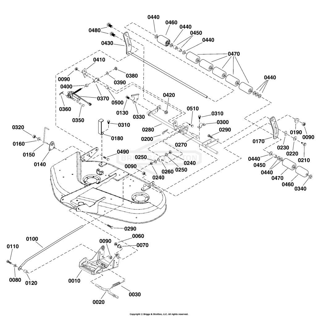 38 (96cm) Mower Deck - Height Adjustment & Roller Group