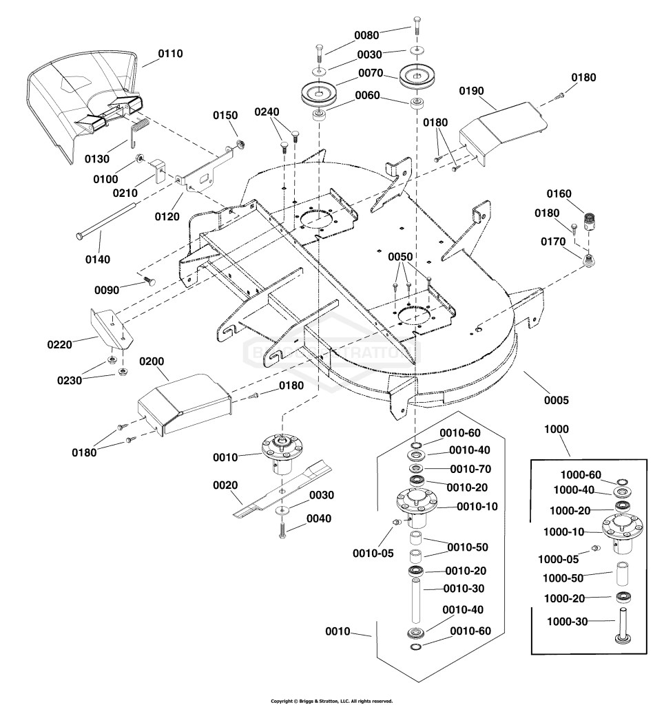 42 (107cm) Mower Deck - Housing, Arbor & Blade Group