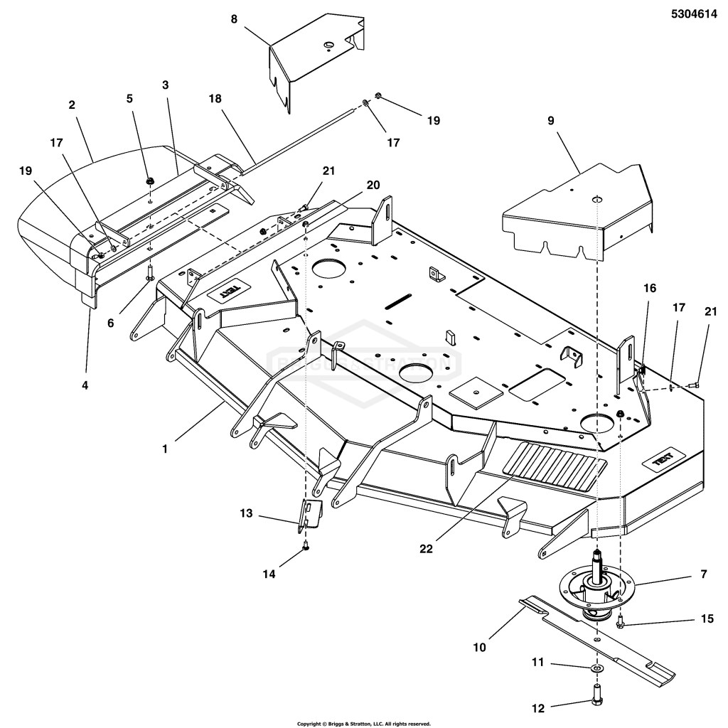 61 Mower Deck Group - Housing, Covers, Spindles & Blades - 2-Belt System