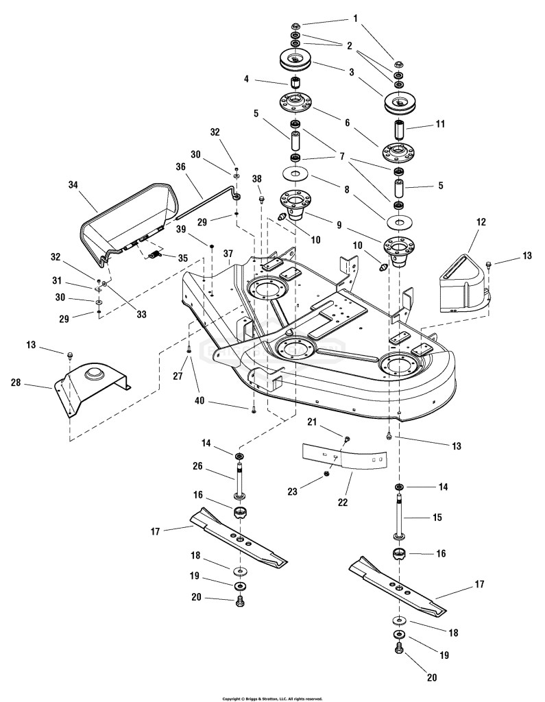 44 Mower Deck - Housing, Arbors & Blades Group