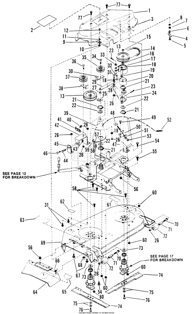 Cutting Deck, Belt, Blade, Idler Arm