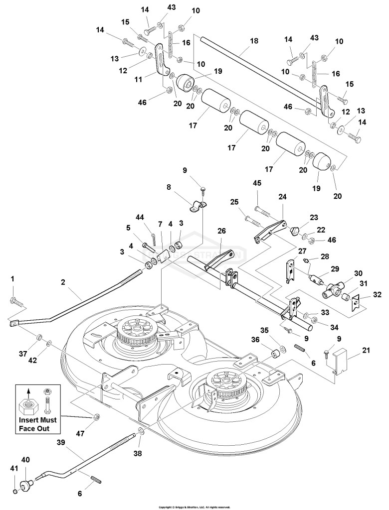 40 Mower Deck - Height Adjustment & Roller Bar