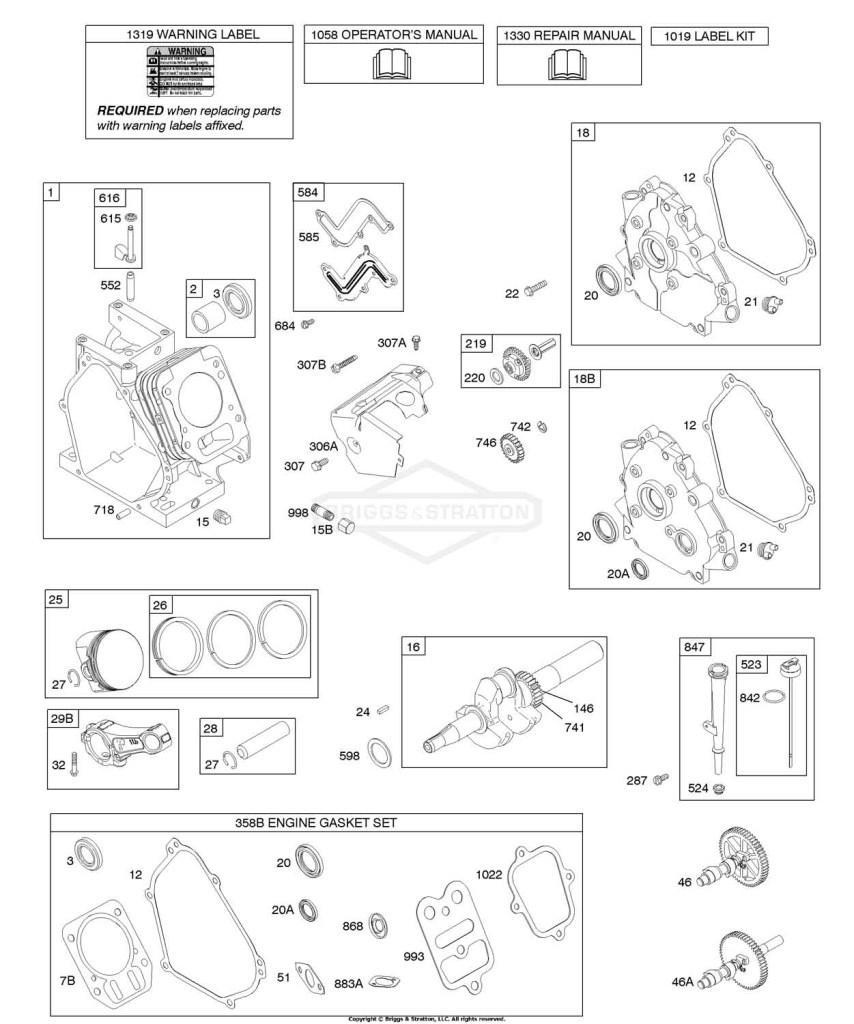 Camshaft, Crankcase Cover, Crankshaft, Cylinder, Lubrication, Piston Group