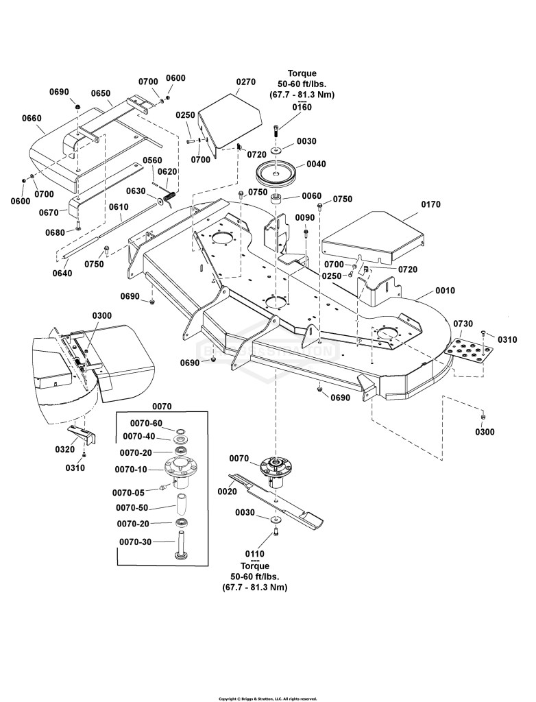 61 Mower Deck - Housing, Arbors & Blade Group