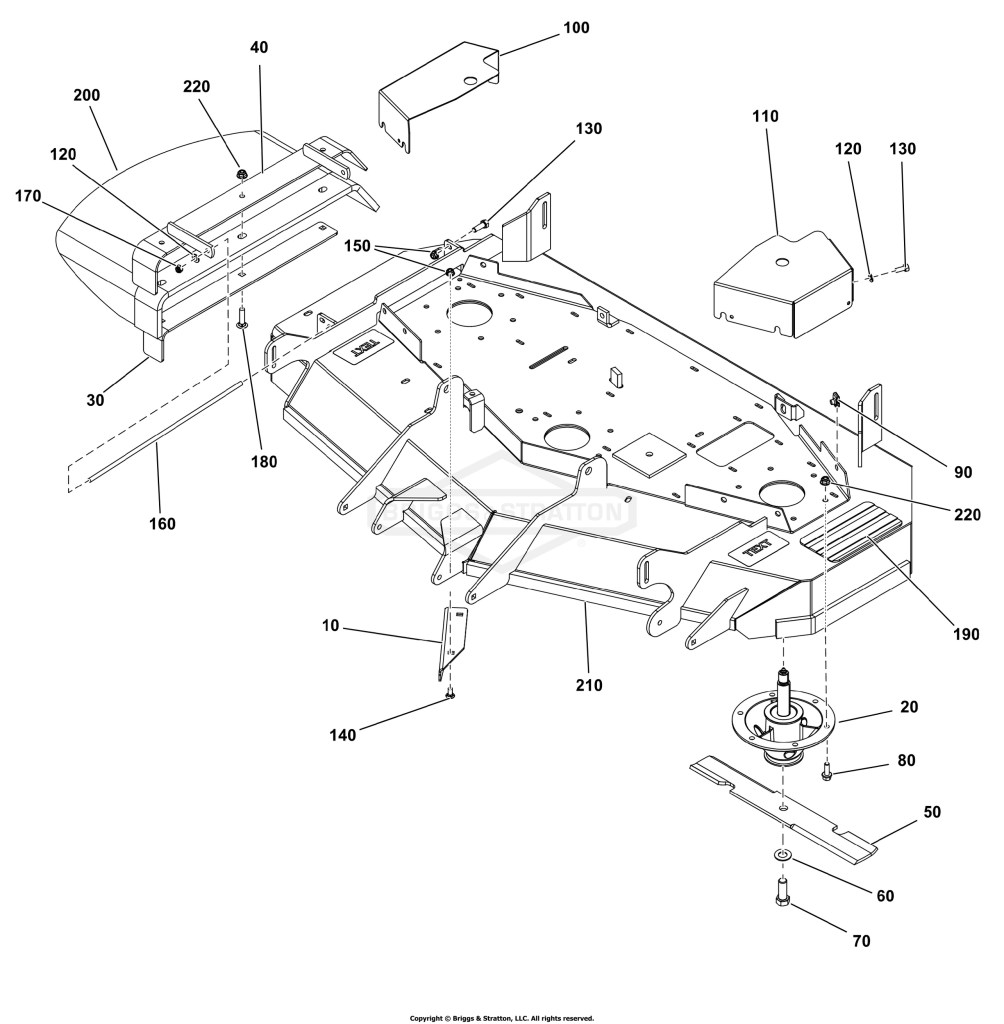 52 Mower Deck Group - Housing, Covers, Spindles, and Blades