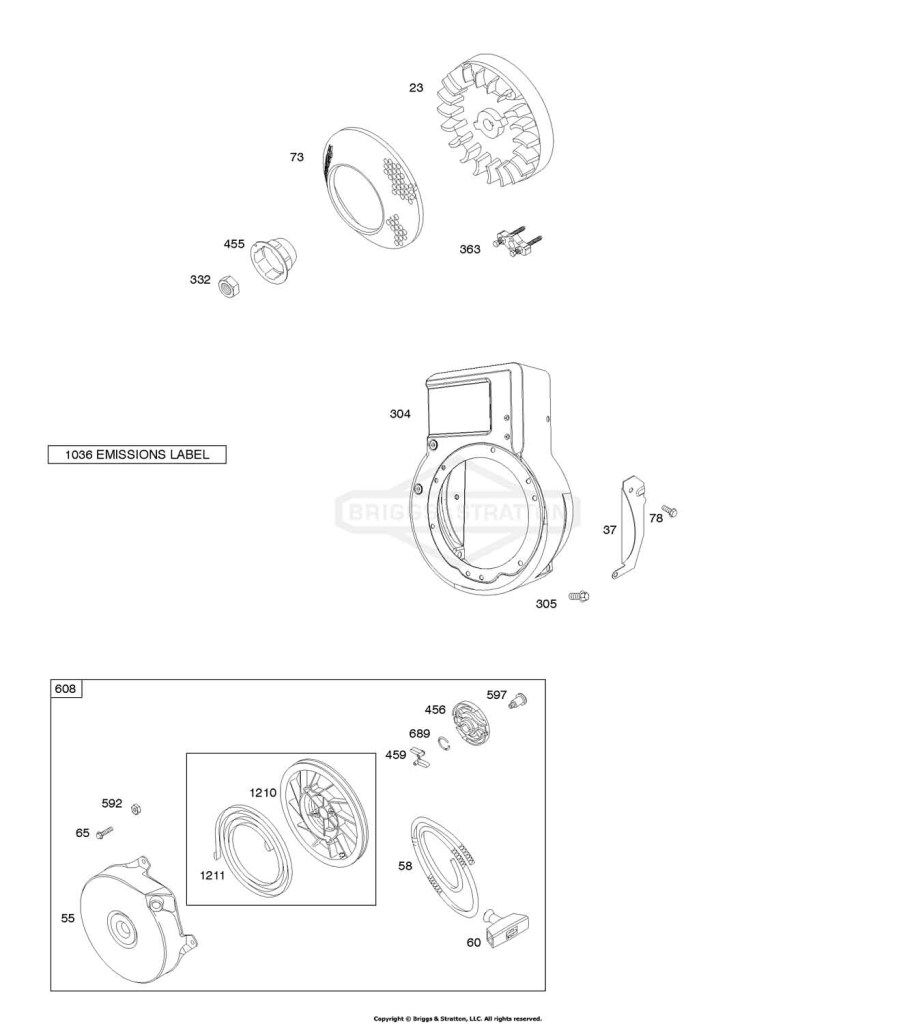 Blower Housing/Shrouds, Flywheel, Rewind Starter