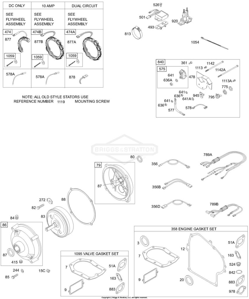 ALTERNATORS, PANEL KIT, GEAR REDUCTION, WIRES, GASKETS