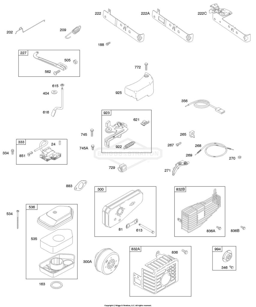 Air Cleaner, Controls, Governor Spring, Exhaust System, Governor Spring, Ignition