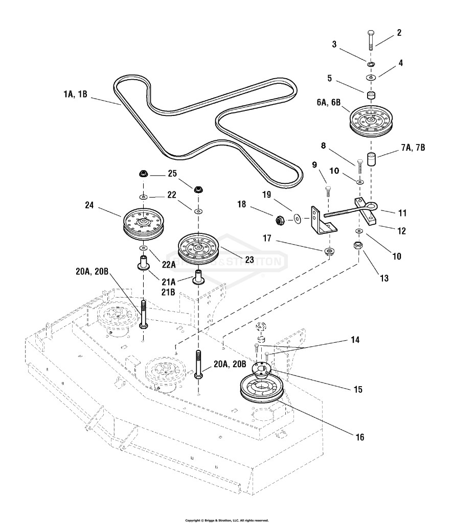 48 & 52 Mower Deck - Pulleys, Belt & Idler Arm