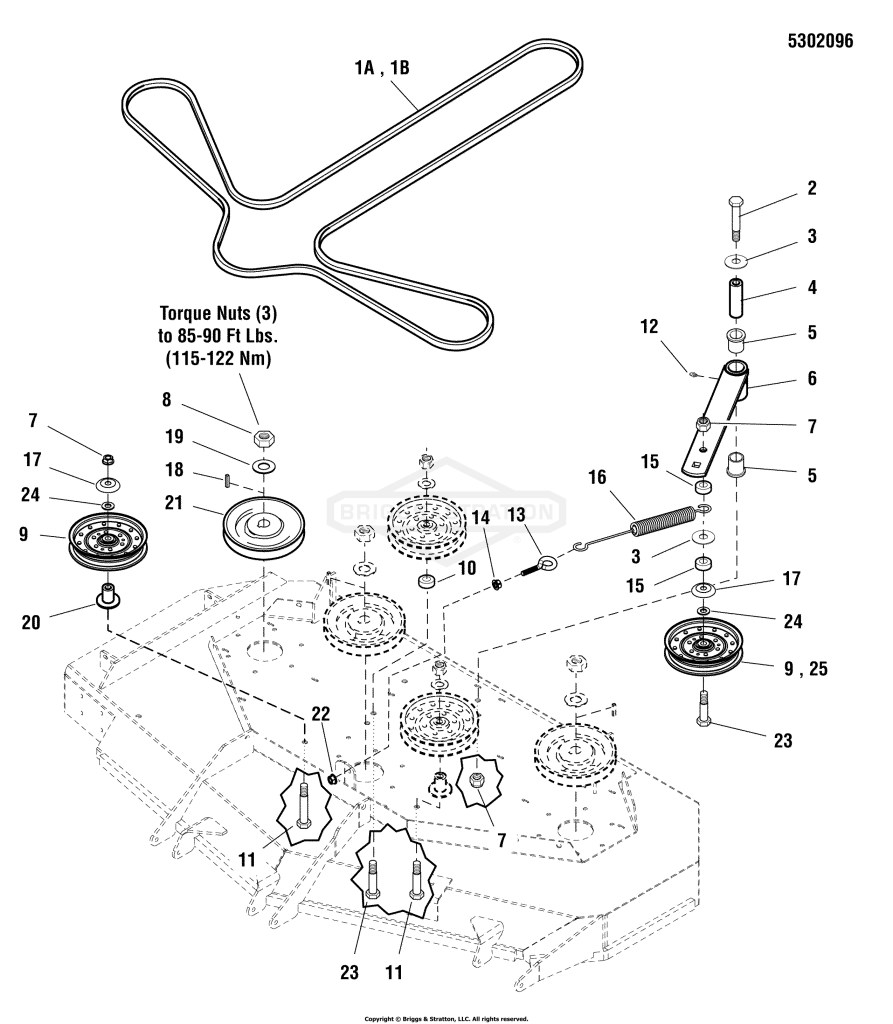61 Mower Deck - Pulleys, Belts & Idler Arm