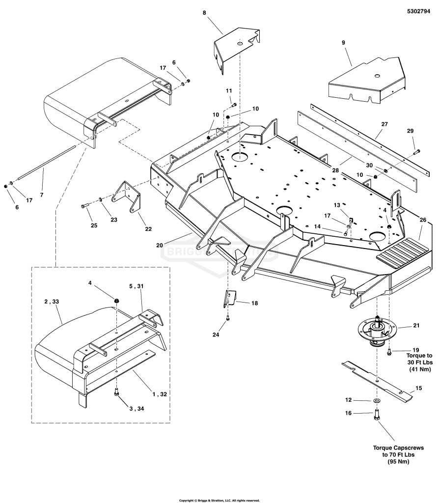 61 Mower Deck - Housing, Covers, Spindles & Blades