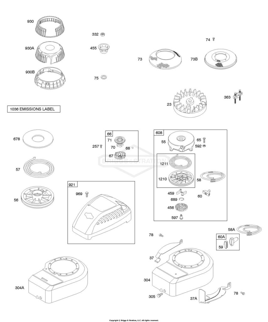 Blower Housing/Shrouds, Flywheel, Rewind Starter