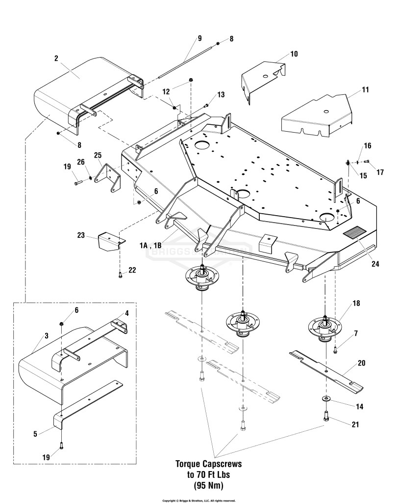 61 Mower Deck - Housing, Covers, Spindles & Blades