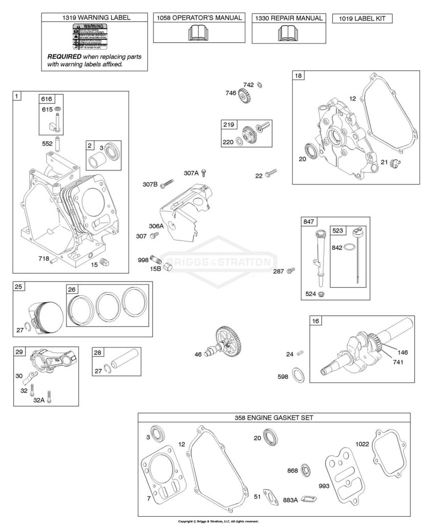 Camshaft, Crankcase Cover, Crankshaft, Cylinder, Lubrication, Piston Group