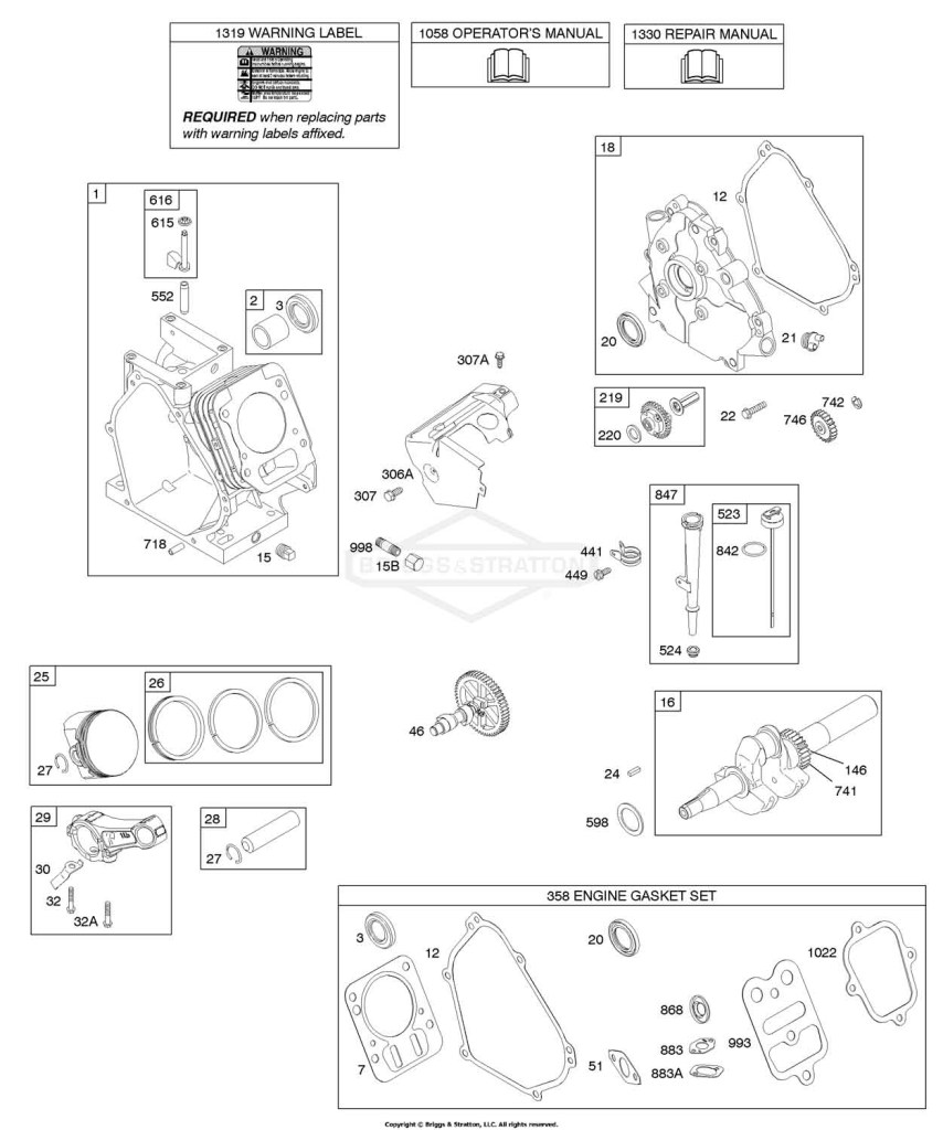 Camshaft, Crankcase Cover, Crankshaft, Cylinder, Lubrication, Piston Group