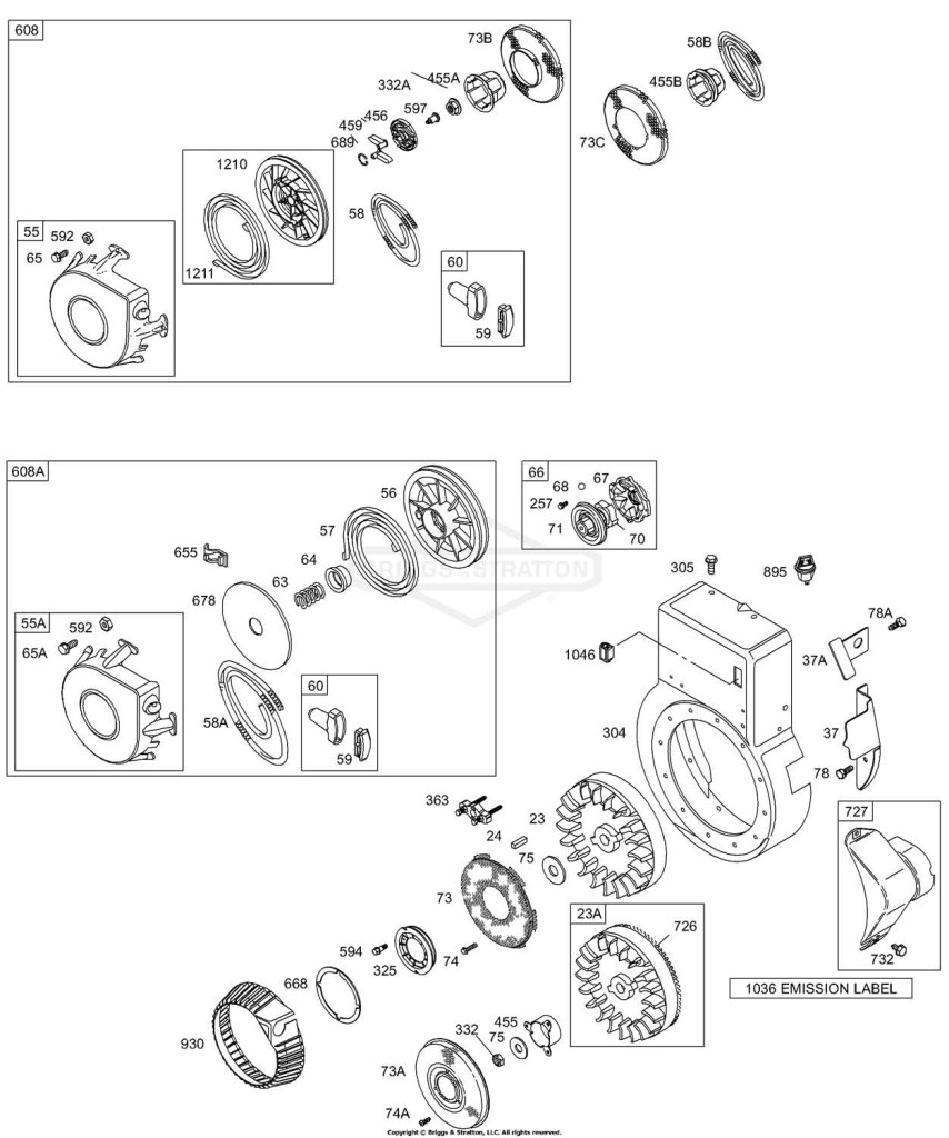 Blower Housing/Shrouds, Flywheel, Rewind
