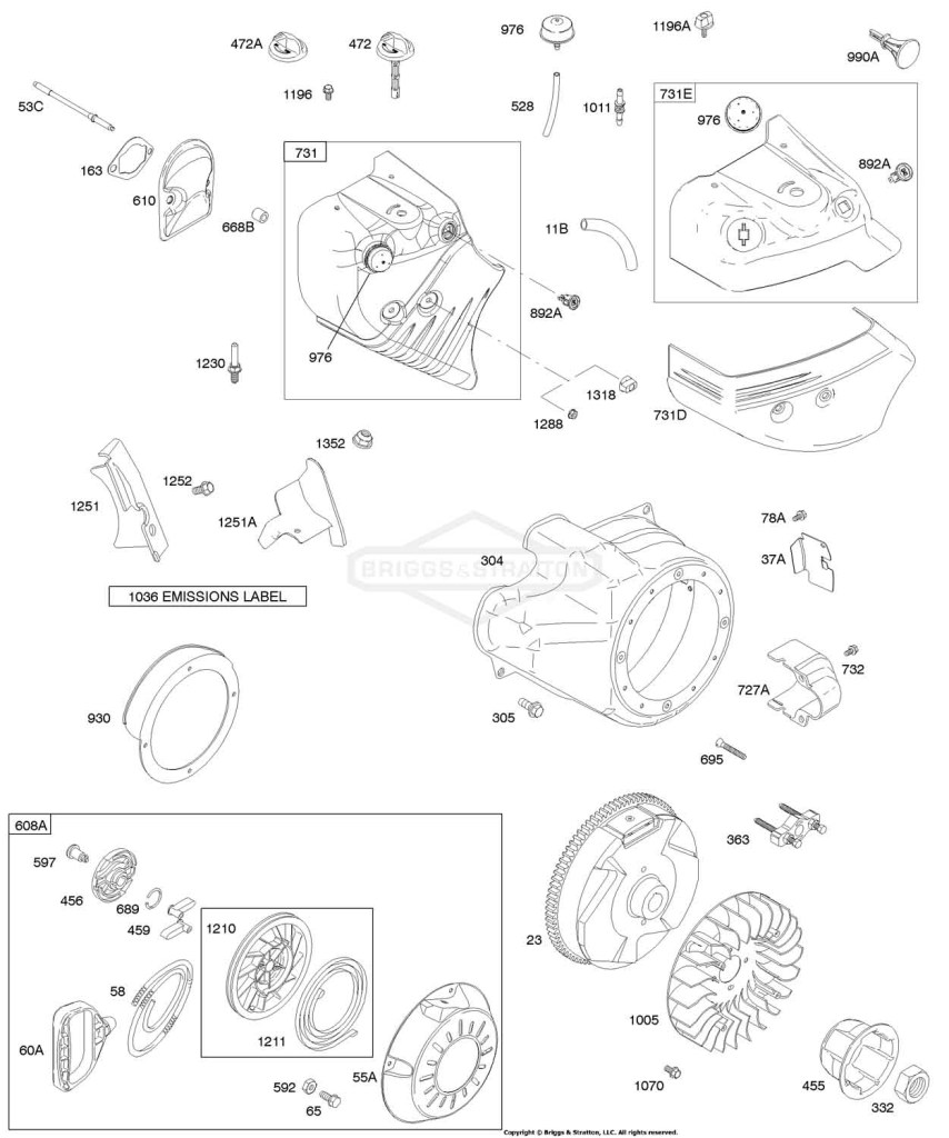 Blower Housing/Shrouds, Flywheel, Rewind Starter