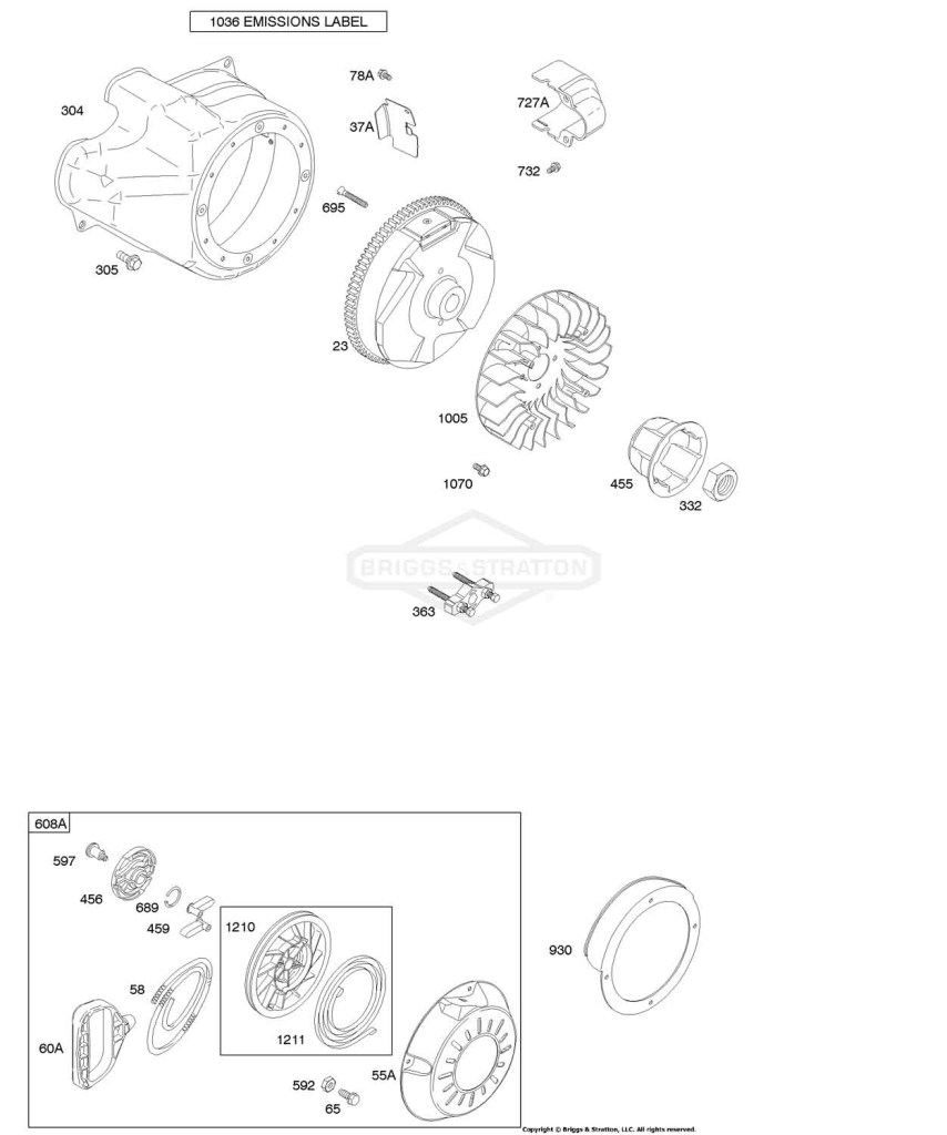 Blower Housing/Shrouds, Flywheel, Rewind Starter