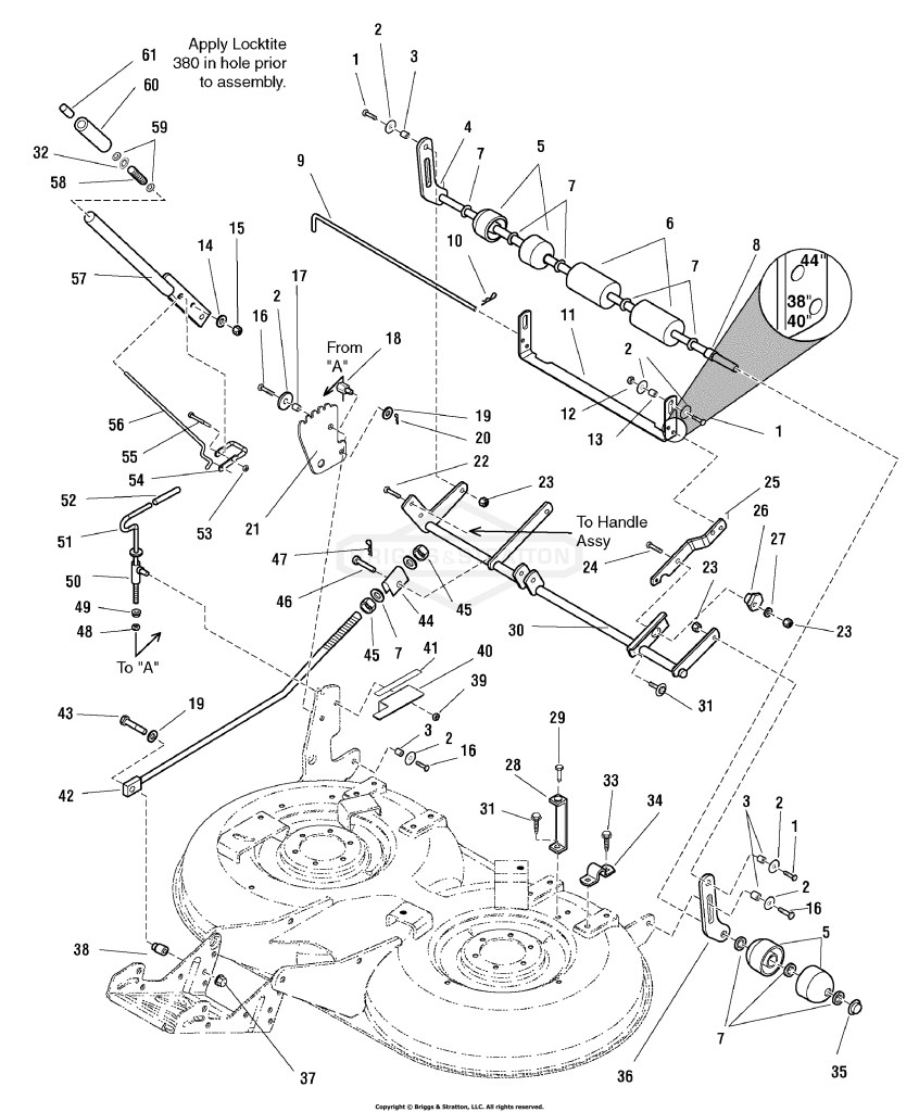 40 Mower Deck - Height Adjustment & Roller Bar Group