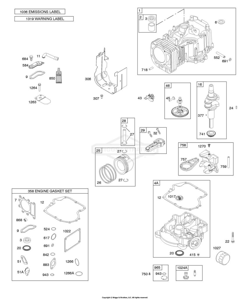 Camshaft, Crankshaft, Cylinder, Engine Sump, Gasket Set - Engine, Lubrication, Piston, Rings, Connecting Rod, Warning Label